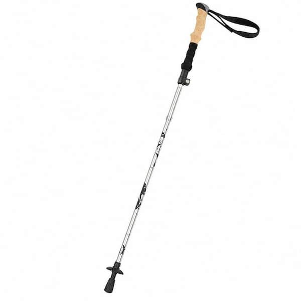 Adjustable Height Aluminum Collapsible Ultralight Trekking Hiking Poles, Canes in Silver for Men Women Outdoor Camping