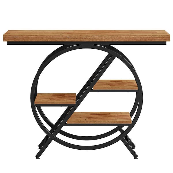 TRIBESIGNS WAY TO ORIGIN Benjamin 41 in. Walnut Rectangle Wood Console Table Behind Sofa Entryway Couch Accent Wall Table Home Office