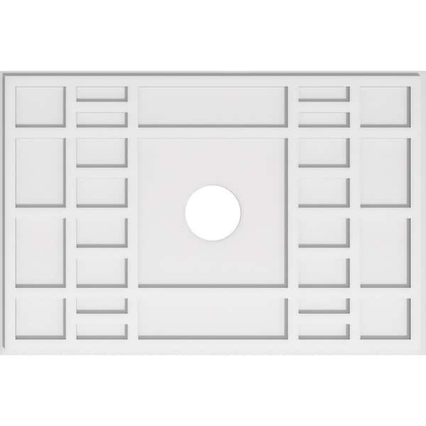 Ekena Millwork 38 in. W x 25-3/8 in. H x 5 in. ID x 1 in. P Beaux Architectural Grade PVC Contemporary Ceiling Medallion
