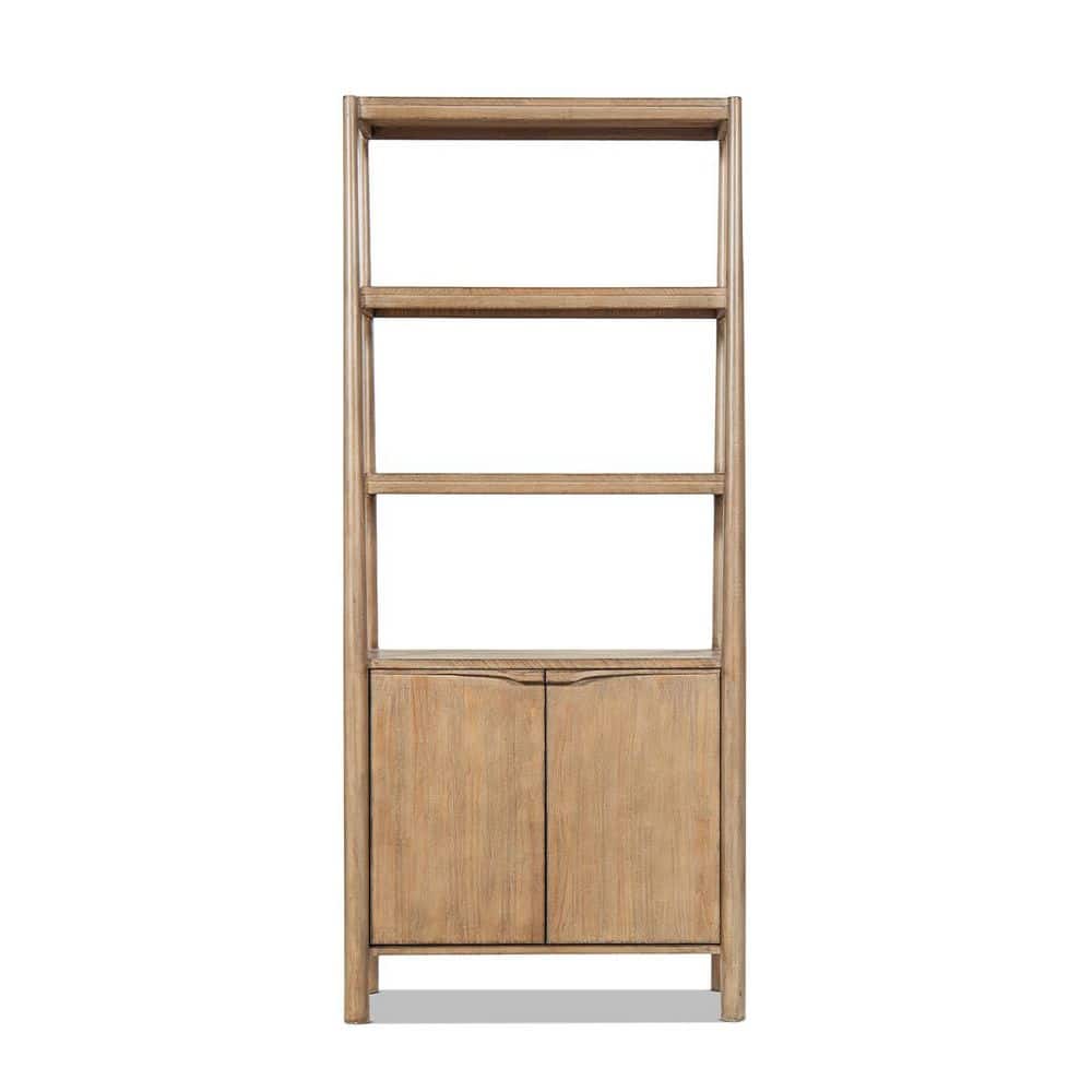 Nolan 86 in. Tall Antique Natural Brown Reclaimed Pine Wood 3-Shelf Cabinet Bookcase with Lower Cabinet