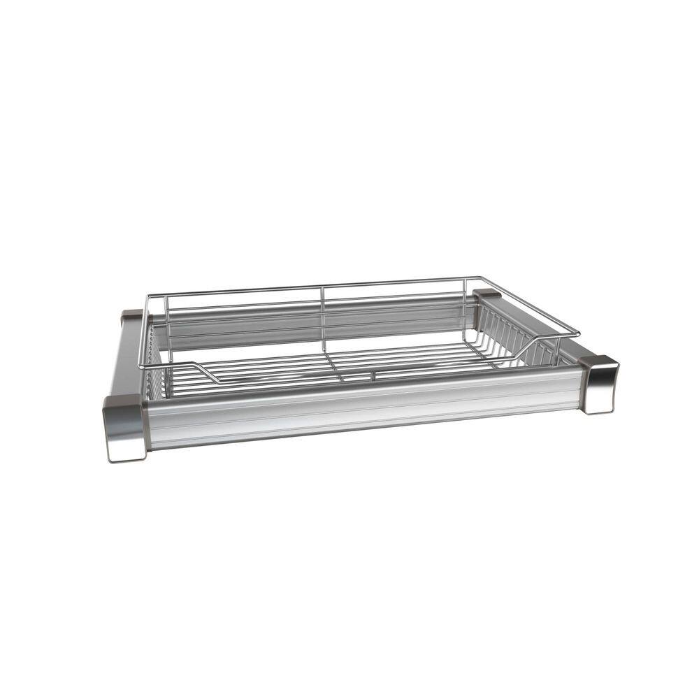 Premium 5.12 in. H x 24 in. W Chrome Aluminum Full-Extension Wire Sliding Basket for Cabinets price history on PriceWatchPro