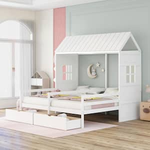 Harde ring String string Symfonie Harper & Bright Designs White Twin over Twin Wood House Bed with 2 Drawers  QMY038AAK - The Home Depot