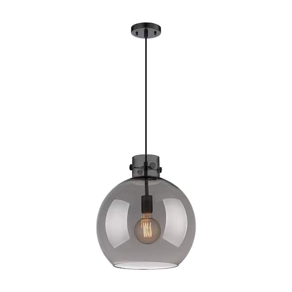 Innovations Newton Sphere 100-Watt 1 Light Matte Black Shaded Pendant Light with Tinted glass Tinted Glass Shade