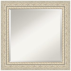 Fair Baroque Cream 25.5 in. x 25.5 in. Beveled Square Wood Framed Bathroom Wall Mirror in Cream