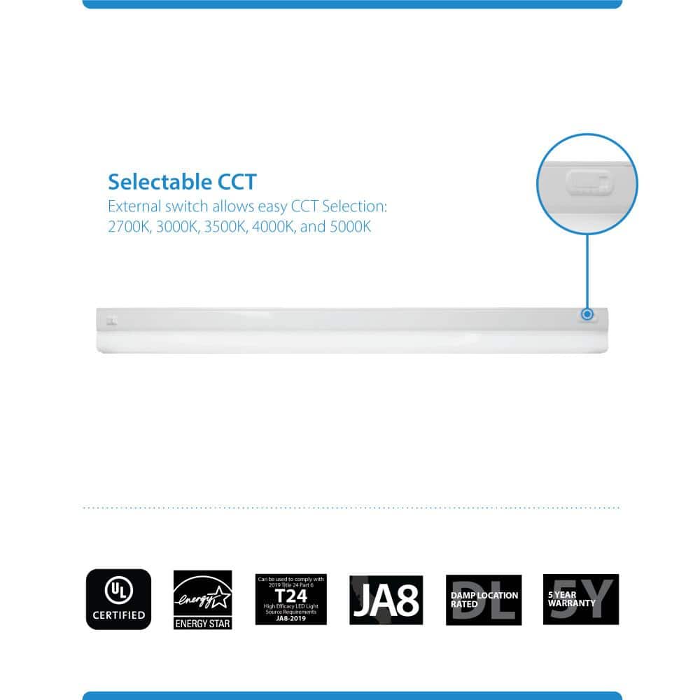 42-Inch White Adjustable LED Under Cabinet Light Bar