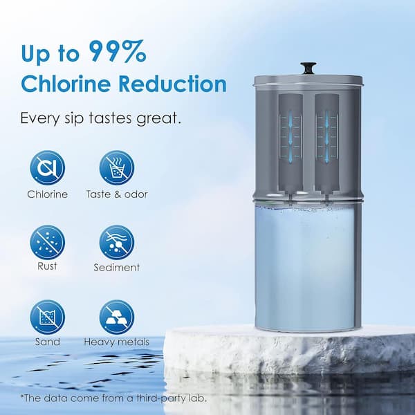 Gravity-fed Water Filtration System, NSF/ANSI 42,372 Certified, Reduces Lead 99% Chlorine, with Stainless Steel Stand