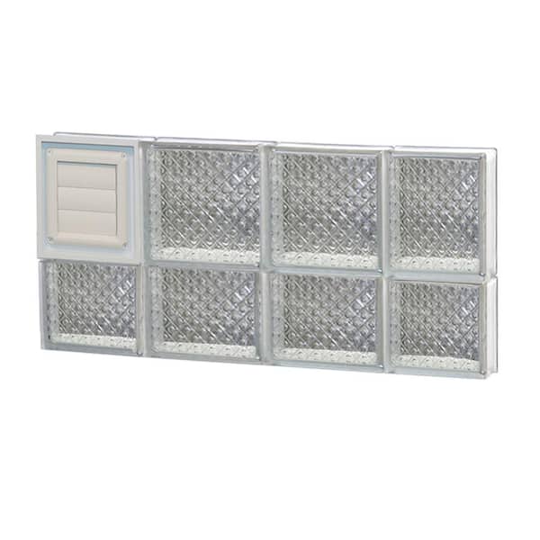 Clearly Secure 27 in. x 13.5 in. x 3.125 in. Frameless Diamond Pattern Glass Block Window with Dryer Vent