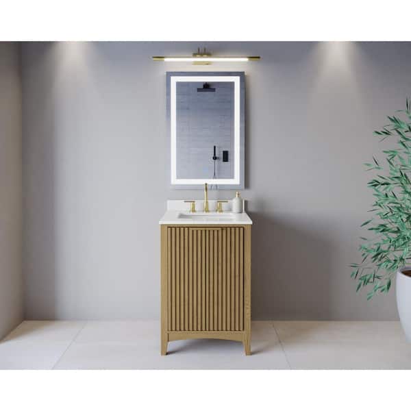Palmilla 24 in. Single Freestanding Natural Oak Bath Vanity with Carrara Cultured Marble Top Assembled