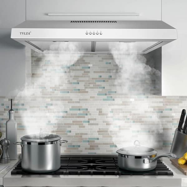 Tylza 27.75 900 CFM Convertible Insert Range Hood in Silver with Remote Control Included KMB02-30
