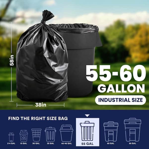 Plasticplace 38 in x 58 in, 55-60 Gal. 1.0 mil Black Trash