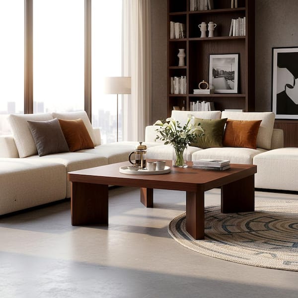 Camino 42.1 in. Walnut Square Wood Coffee Table