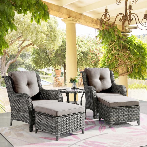 Gymojoy Carolina 5-Piece Patio Conversation Set with Gray Cushions