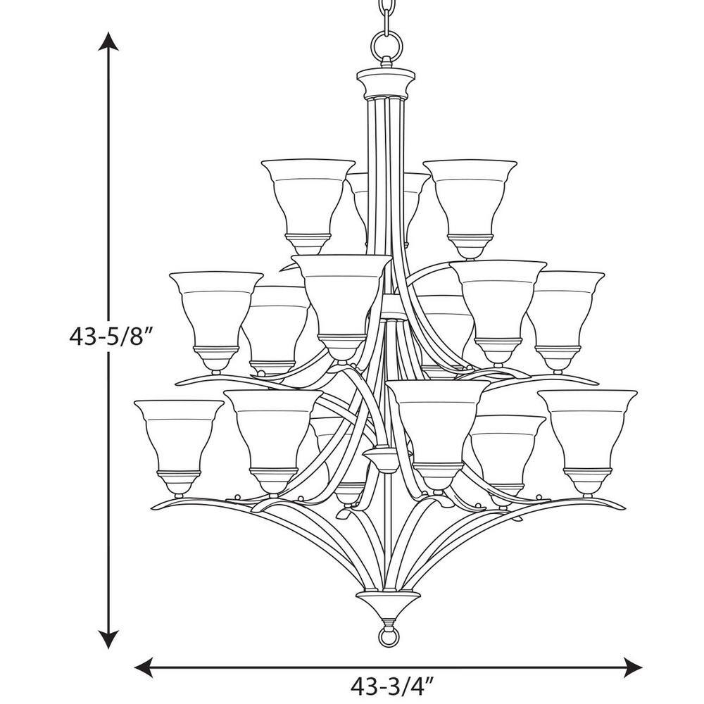Trinity 15-Light Brushed Nickel Three-Tier Chandelier