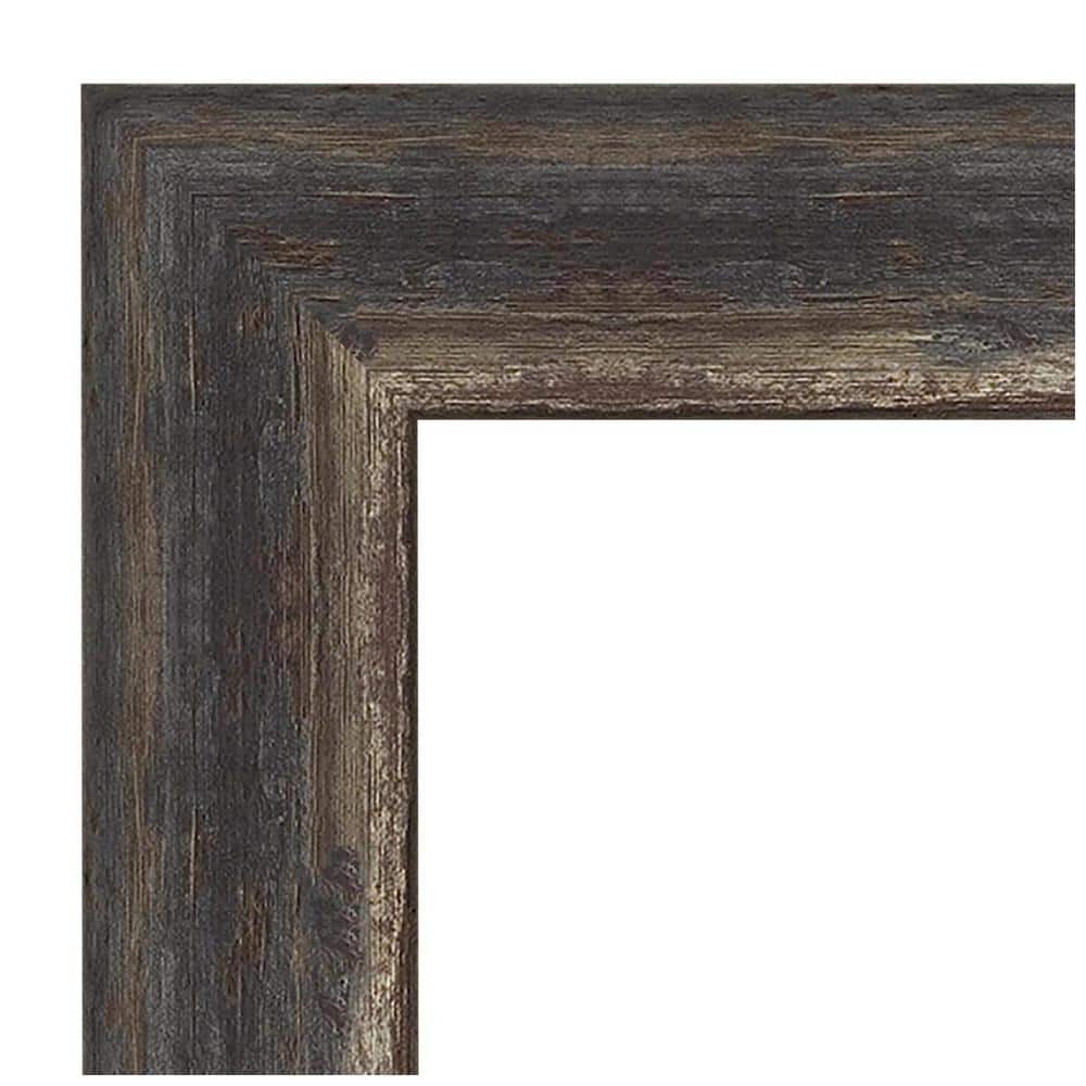 Rustic Char Bronze and Silver Wood Rectangular Wall Mirror 33x27 in