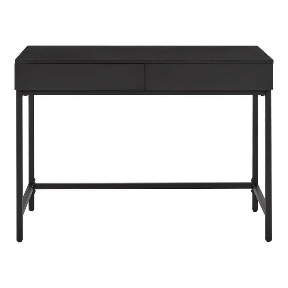 StyleWell 30 in. Rectangular Black Metal Folding Writing Desk with Grey Wood Top