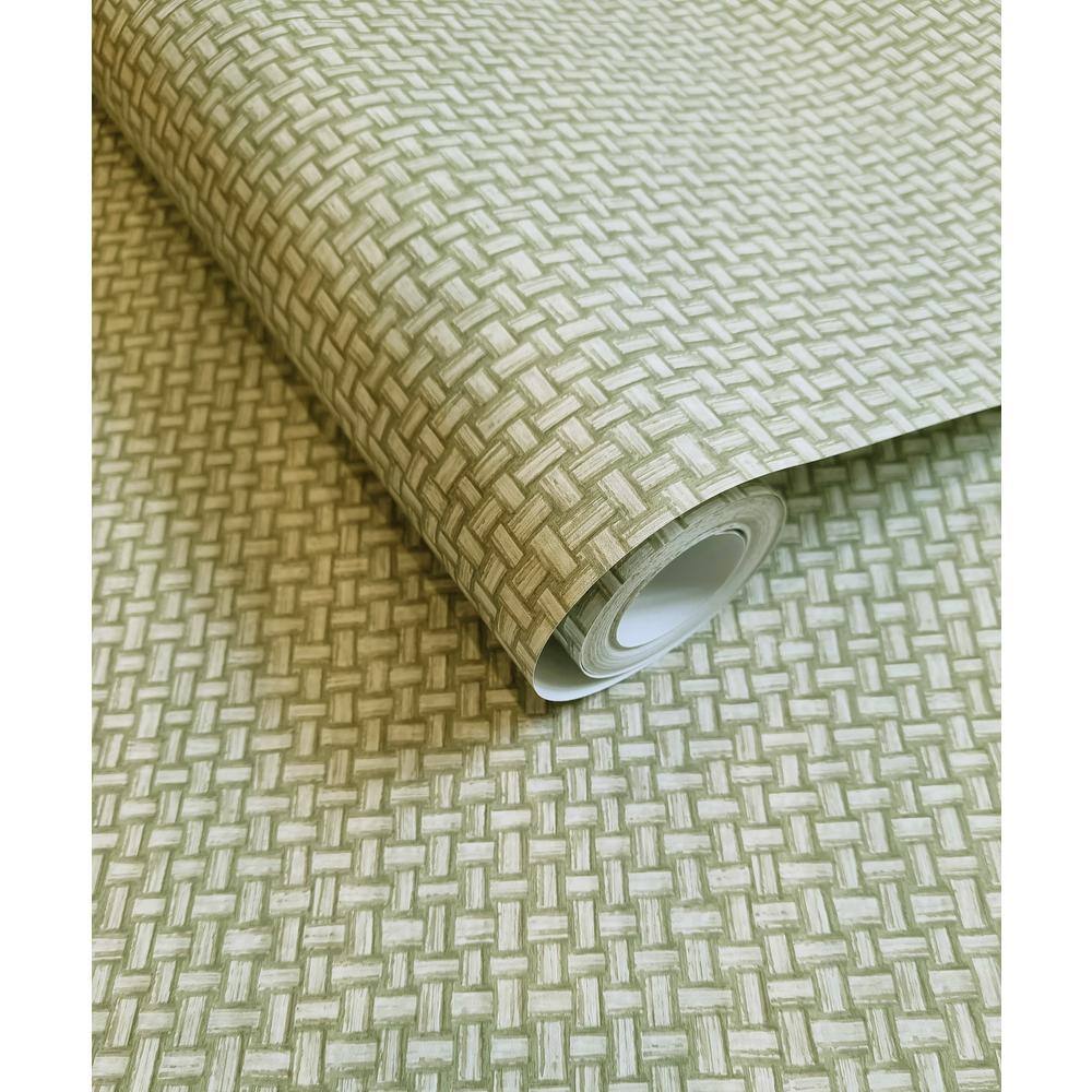 Green Basket Weave Non-pasted Wallpaper 396 in x 20.8 in