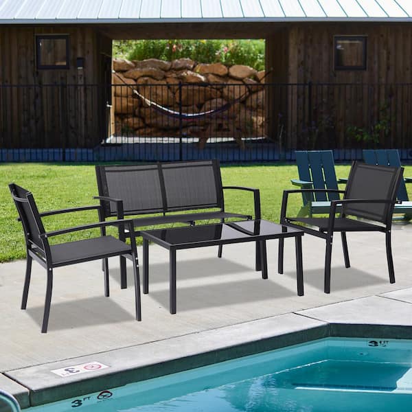 Wateday Outdoor 4-Piece Metal Patio Conversation Seating Set