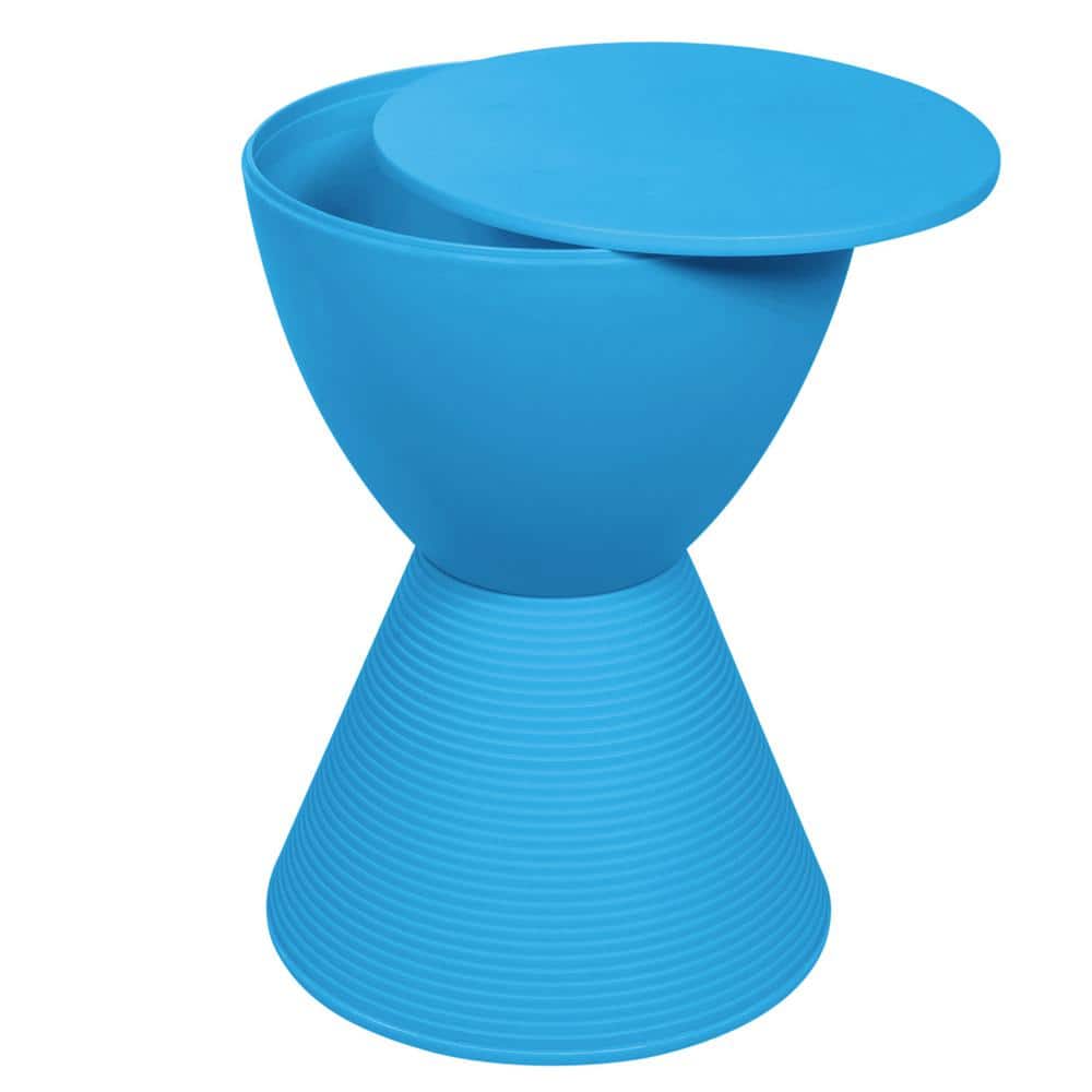 Modern Boyd 12" Round Blue Metal Accent Side Table
