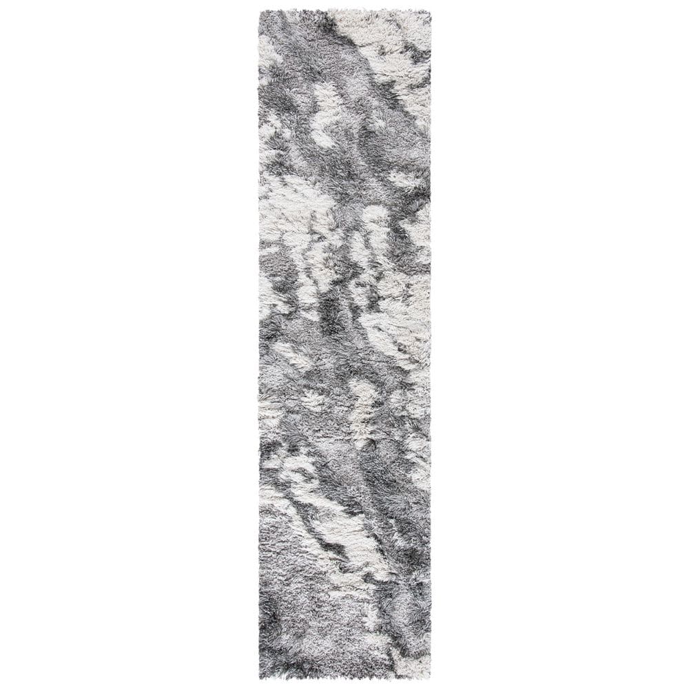 Horizon Shag 2 ft. x 19 ft. Gray/Ivory Abstract Marble Runner Rug price history on PriceWatchPro