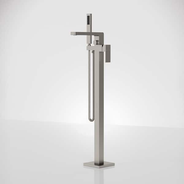 Single-Handle Claw Foot Freestanding Tub Faucet with Hand Shower in Brushed Nickel