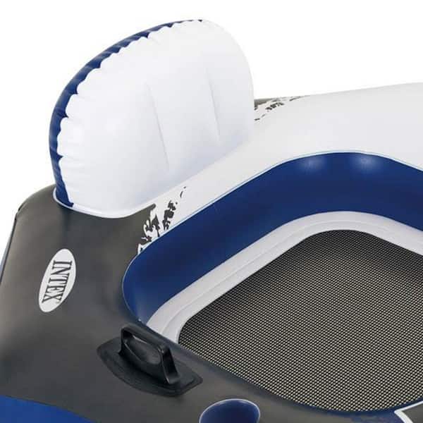 River Run Blue Round Vinyl Connect Lounge Inflatable Floating Water Pool Tube (4-Pack)