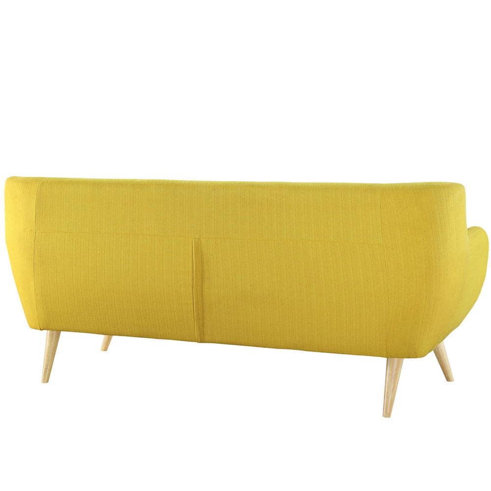 Sunny Tufted Fabric 74" Tuxedo Sofa with Natural Wood Legs