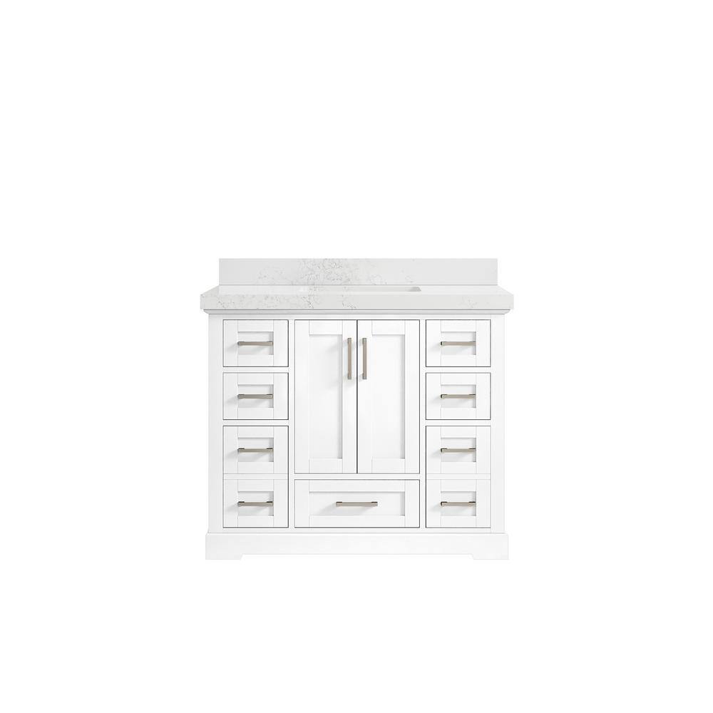 "Boston 42 in. W x 22 in. D x 36 in. H Bath Vanity in White with 2"" Empira Quartz Top" price history on PriceWatchPro