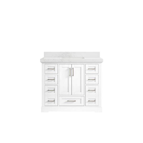 Willow Collections Boston 42 in. W x 22 in. D x 36 in. H Bath Vanity in White with 2" Empira Quartz Top