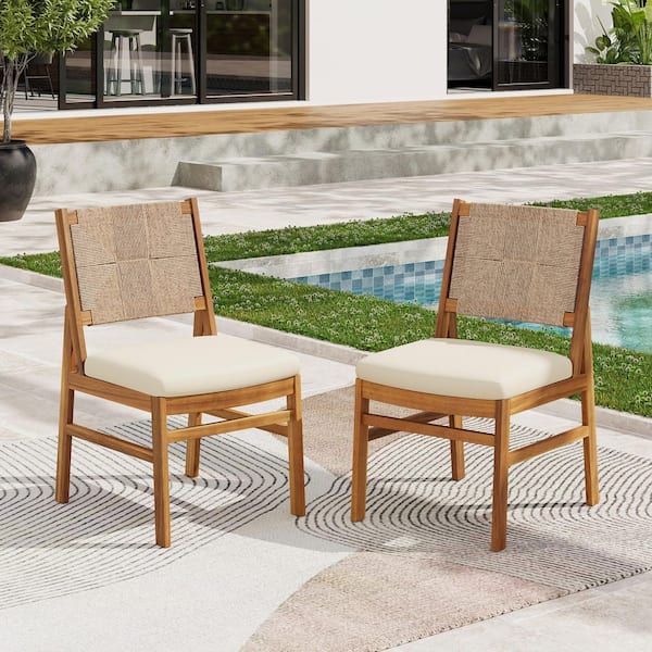 Gray PE Wicker Boho-Industrial Outdoor Dining Chairs with Gray