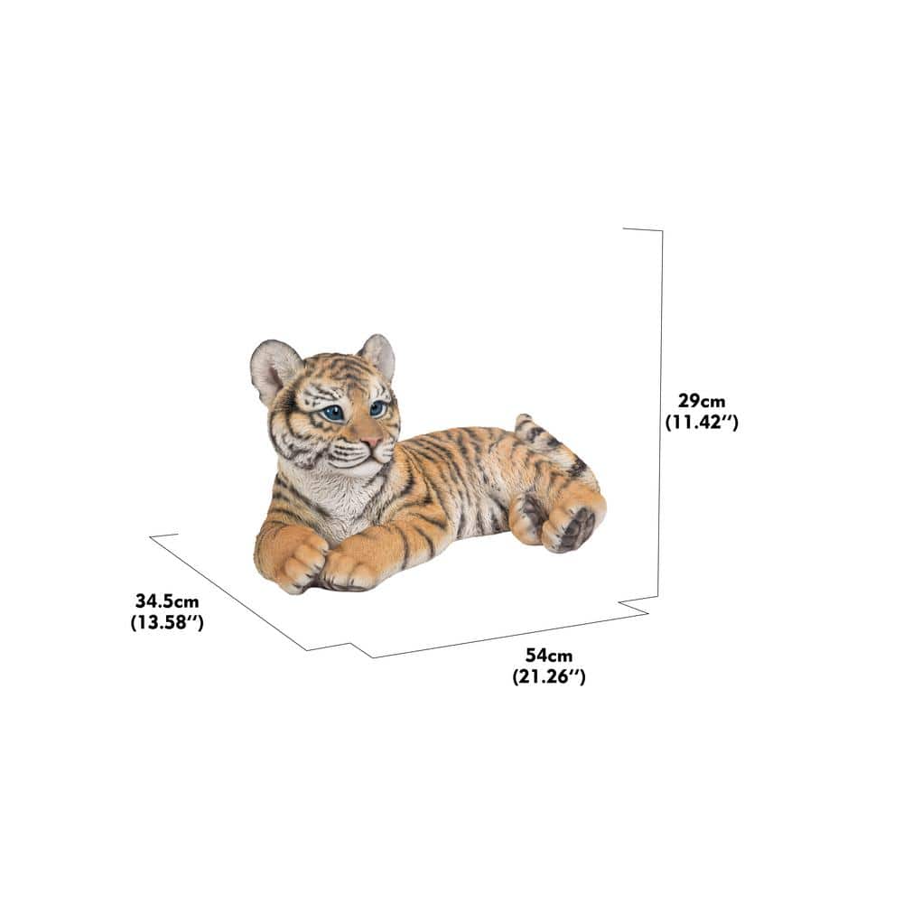 Adorable Yellow and Orange Polyresin Baby Tiger Cub Statue