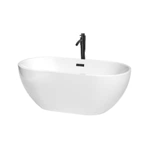 Brooklyn 60 in. Acrylic Flatbottom Bathtub in White with Matte Black Trim and Faucet