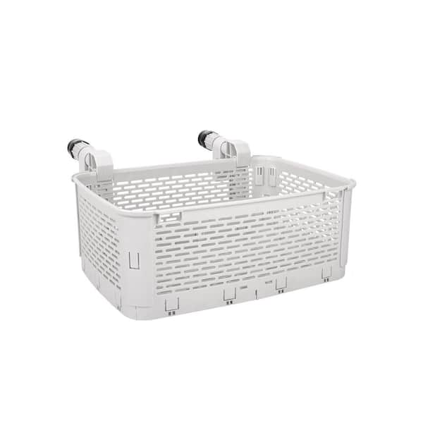 11 in. W x 14.6 in. D x 5.9 in. H Grey Plastic Outdoor Storage Cabinet with Cup Holders, Fit 2.3 in. or Less Top Bar