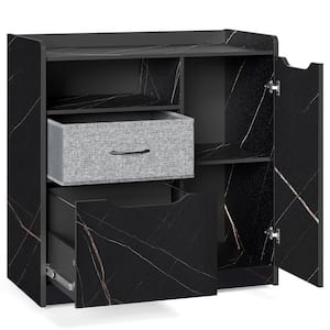 Stone Black Lateral File Cabinet with Door, Mobile Filing Cabinets with 2-Drawers for A4/Letter or Legal File Folders
