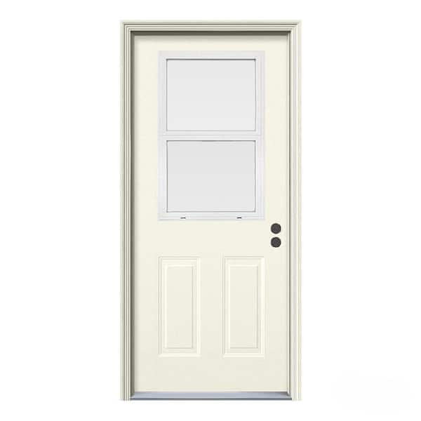 JELD-WEN 32 in. x 80 in. Venting 1/2 Lite Primed Steel Prehung Left-Hand Inswing Entry Door