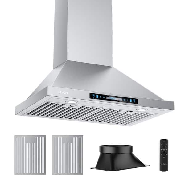 Blomed 30 in. 900 CFM Convertible Wall Mount Range Hood in Stainless Steel with Intelligent Gesture Sensing and Charcoal Filter