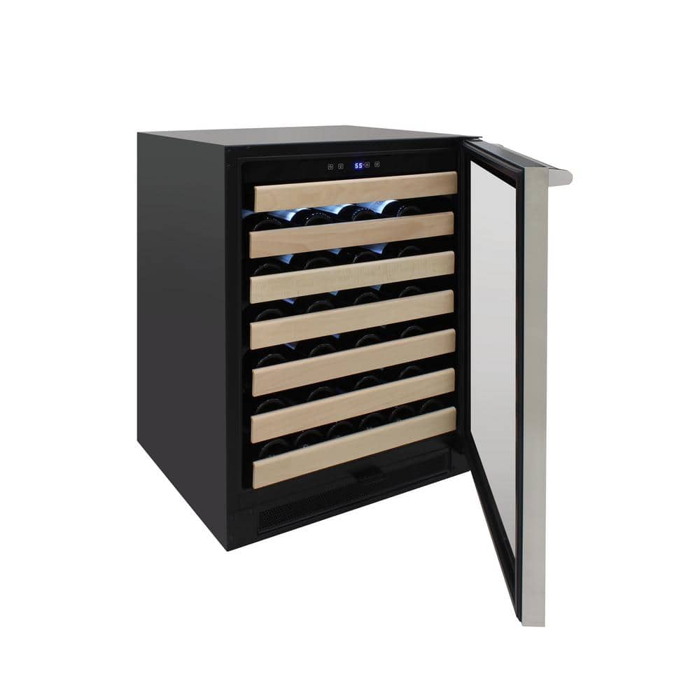 Vinotemp 54-Bottle Single-Zone Wine Cooler with Blue LED & Wood Lip Racks