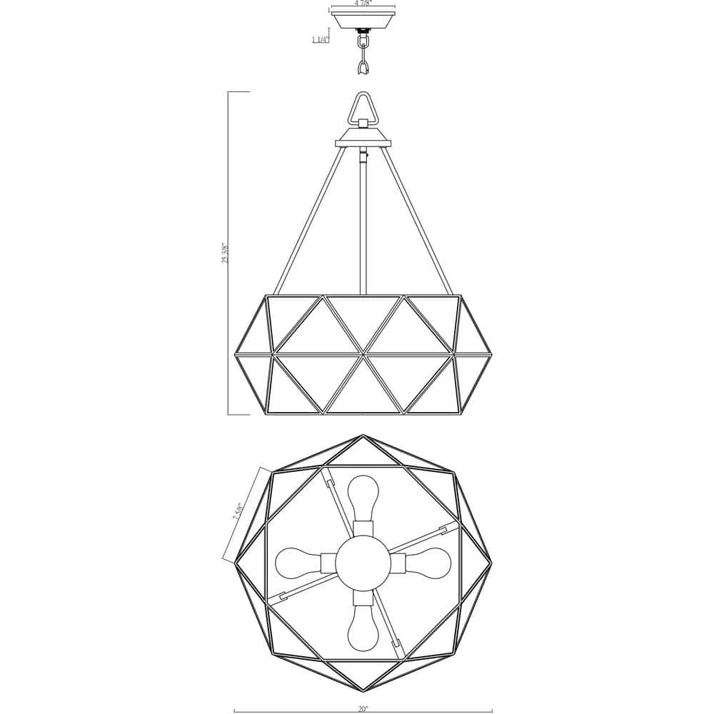 Tartan Geometric 20" Mercury Glass Pendant in Oiled Burnished Bronze