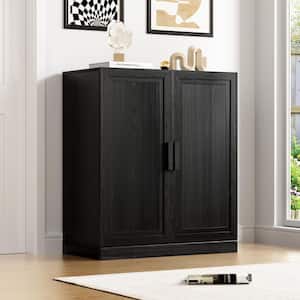 Solid Wood Black 36 in. H Storage Cabinet with Adjustable Shelves