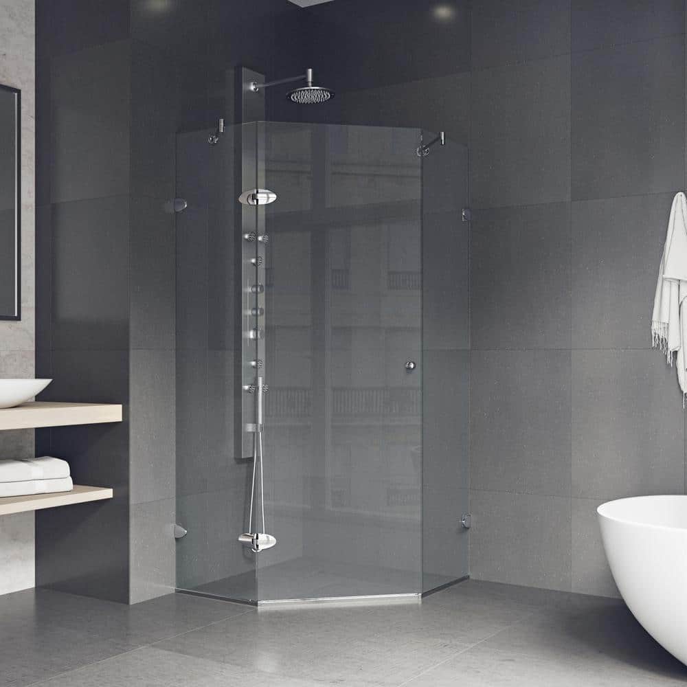 Verona 42" Frameless Neo-Angle Shower Enclosure with Brushed Nickel Hardware