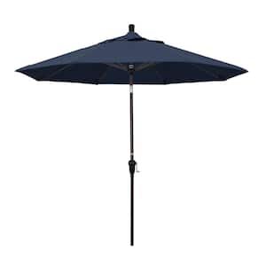9 ft. Outdoor Market Patio Umbrella Bronze Aluminum Pole Aluminum Ribs Auto Tilt Crank Lift in Sunbrella