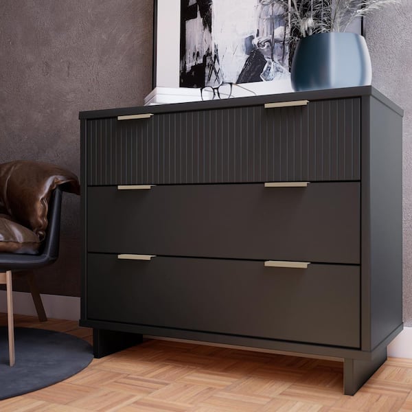 Granville Modern Dark Grey 3-Drawer 37.8 in. Wide Standard Dresser