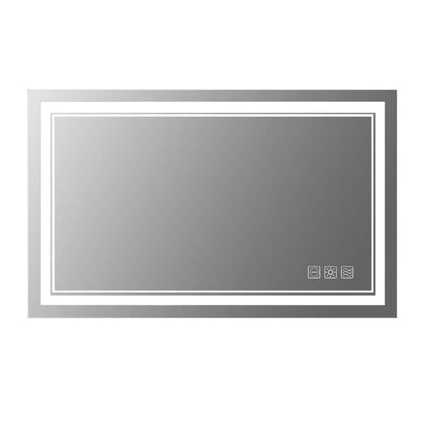 Cesicia 23.62 in. W x 47.21 in. H Rectangular Frameless LED Dimmable Wall Bathroom Vanity Mirror with Touch Switch Control