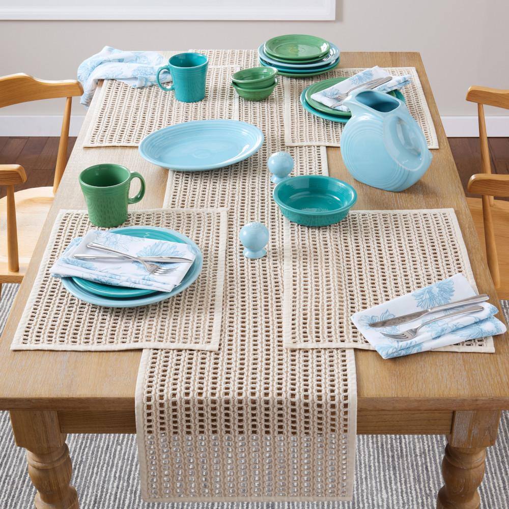 Natural Cotton Crochet Decorative Rectangle Placemats, Set of Four
