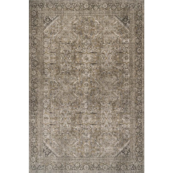 Frenchtown Antiqued Jute-Blend Green 7 ft. x 9 ft. Indoor Area Rug