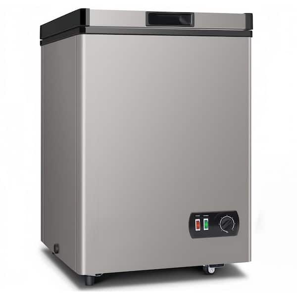 4.2 cu. Ft Manual Defrost Chest Freezer-Compact Deep Freezer in Grey, Removable Basket and  Wheels Energy Saving Quiet