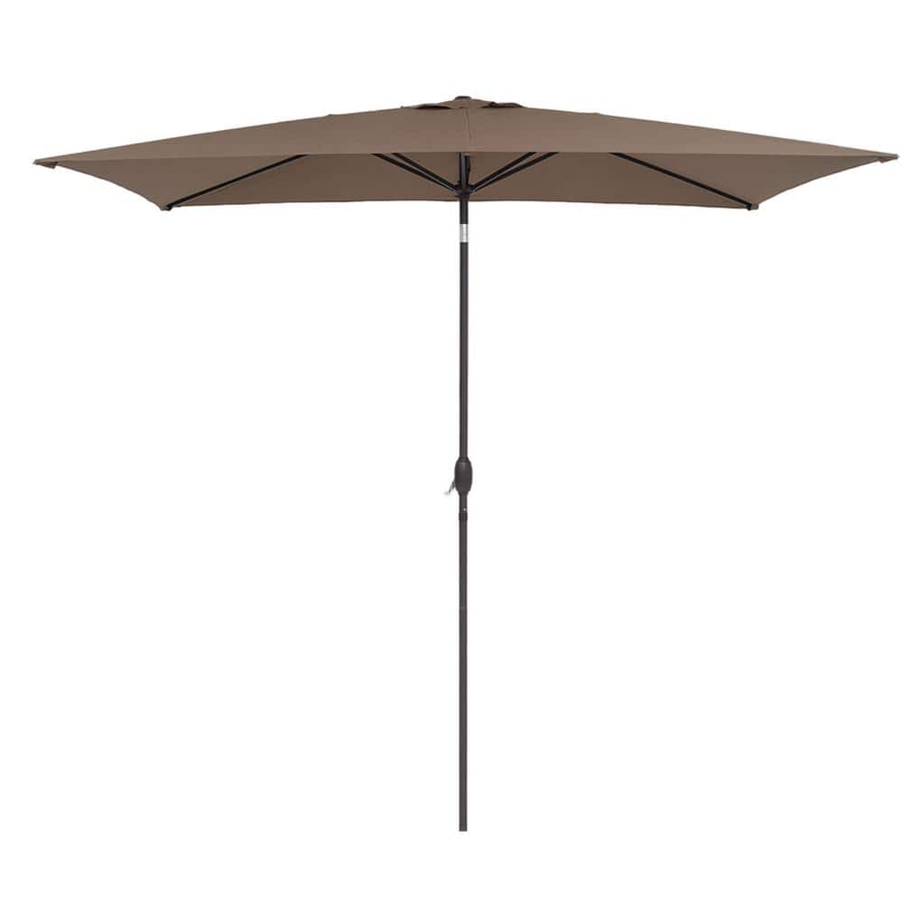 6.5 ft. x 10 ft. Steel Market Patio Umbrella Water-Resistant Push Button Ti