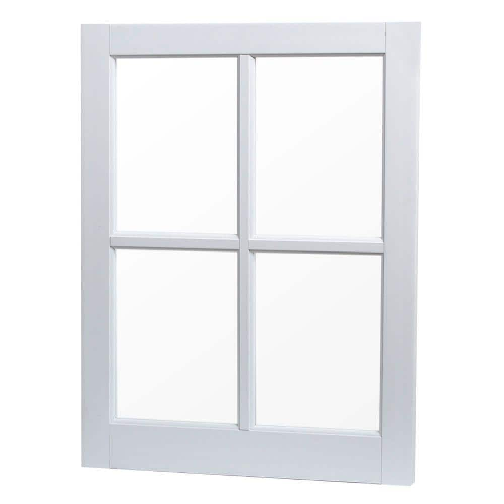 22 in. x 29 in. White Single-Pane Barn Sash/Shed Vinyl Picture Window with Grids