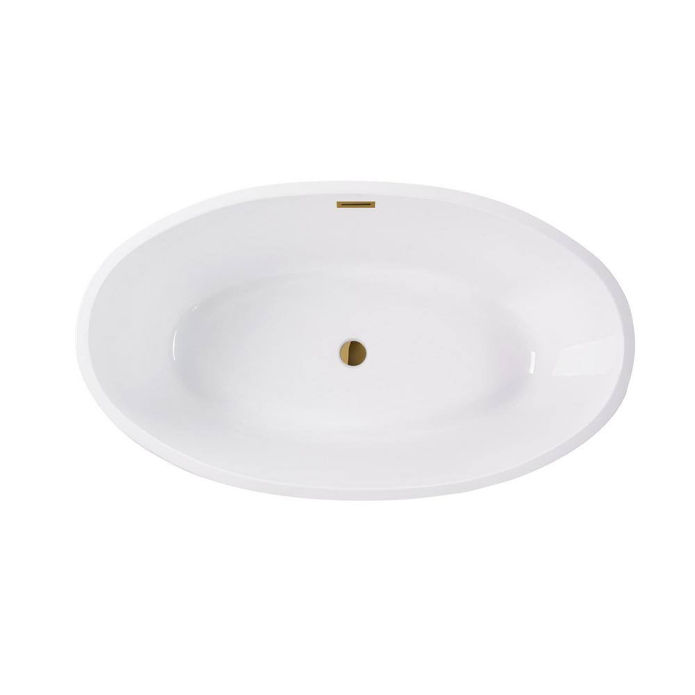 Vanity Art 68" White Acrylic Freestanding Soaking Bathtub