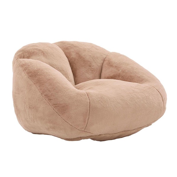 Modern Camel Faux Fur Shell-Shaped Bean Bag Chair