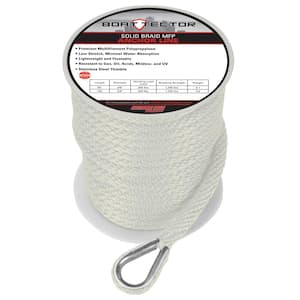 3/8 in. x 100 ft. BoatTector Solid Braid MFP Anchor Line with Thimble in White